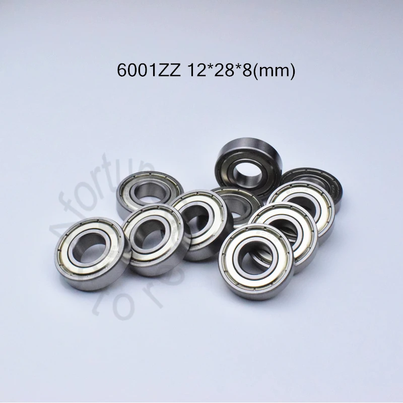 6001ZZ 12*28*8(mm) 10PieceS bearing ABEC-5 metal sealing type 6001 6001Z 6001ZZ chrome steel deep groove bearing