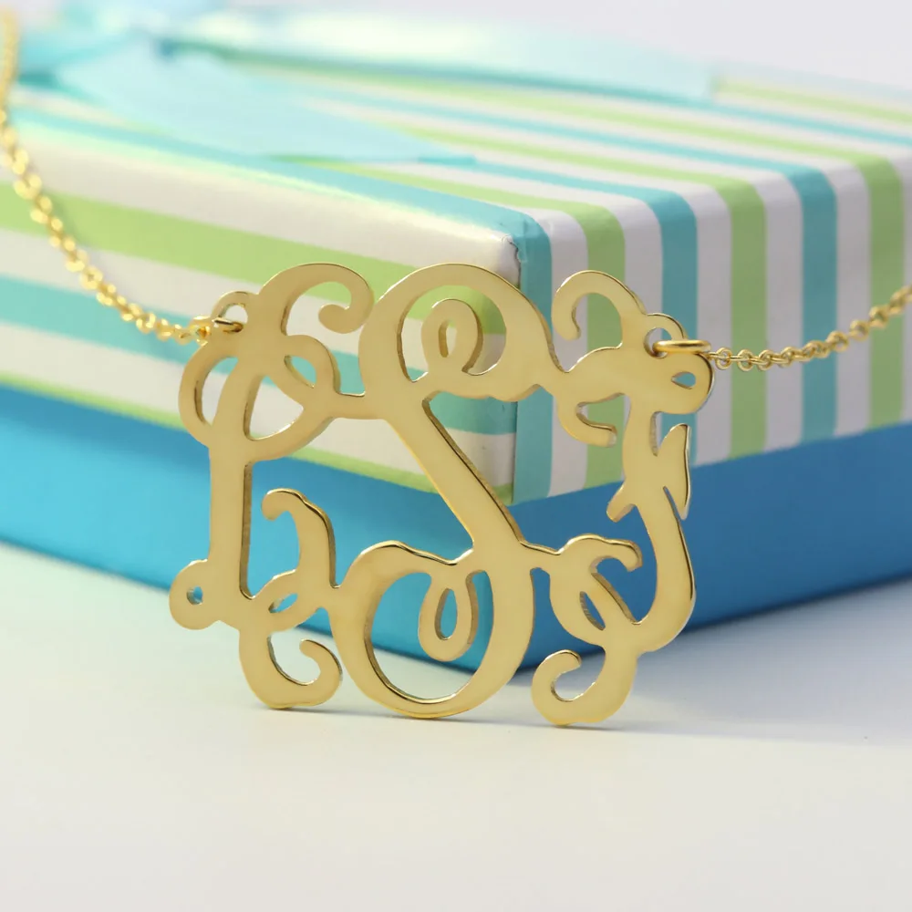 Personalized Monogram Necklace Silver Necklace Golden Plated Monogram Hip Pop Women Jewelry Wholesale