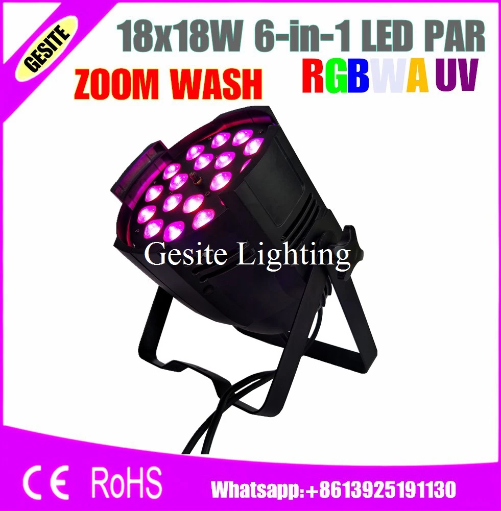 

Free Shipping 4pcs/Lot 18x18W RGBWA UV 6in1 Zoom par light LED par 64 stage dj club lighting
