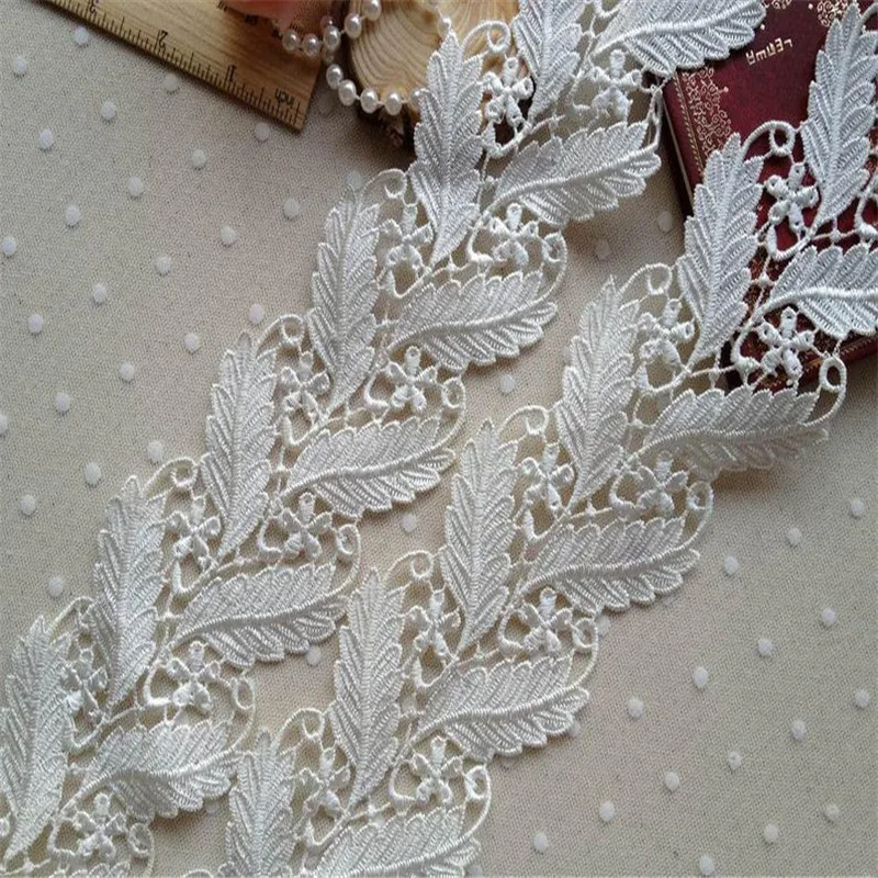 Ivory Venise Venice Lace Nylon Leaves Embroidery lace Design Lace for Costume Design Bridal Jewelry Design