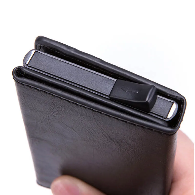 Maideduod Fashion Smart card holder  Leather Coin Purses Magnetic Closing Card case Casual Men wallet RFID Blocking Card Wallet