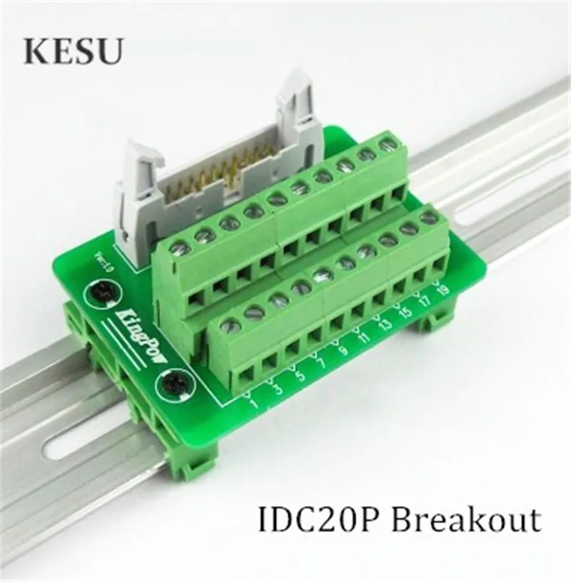 IDC20P IDC 20Pin Male Terminal Block Breakout PLC Relay Terminals DIN Rail Mounting Adapter Connector