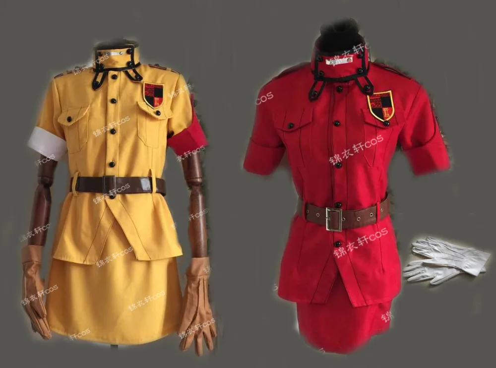 

Seras Victoria Cosplay Costume with gloves red, yellow dress 110