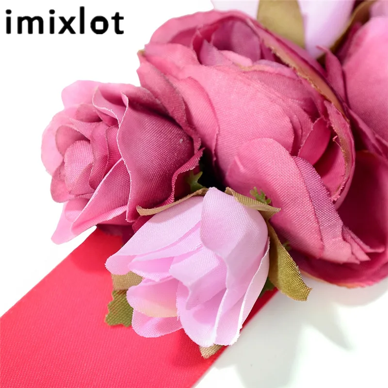 IMIXLOT Charm Elegant Flowers Belt for Women Girls Wedding Party Waistband Fabric Elastic Belt Accessories