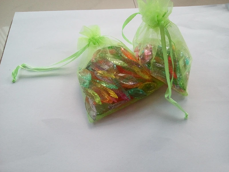 100pcs 15*20 Green gift bags for jewelry/wedding/christmas/birthday Organza Bags with handles Packaging Yarn bag