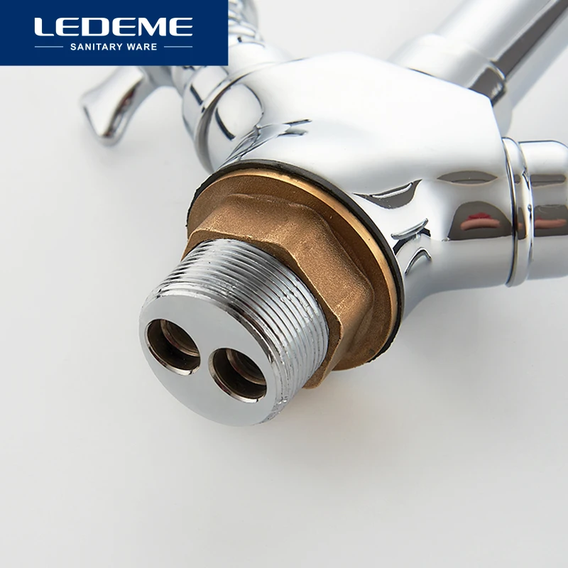 LEDEME Kitchen Faucet Chrome plated J Letter Design 360 Degree Rotation with Water Purification Features Double Handle L4311-2