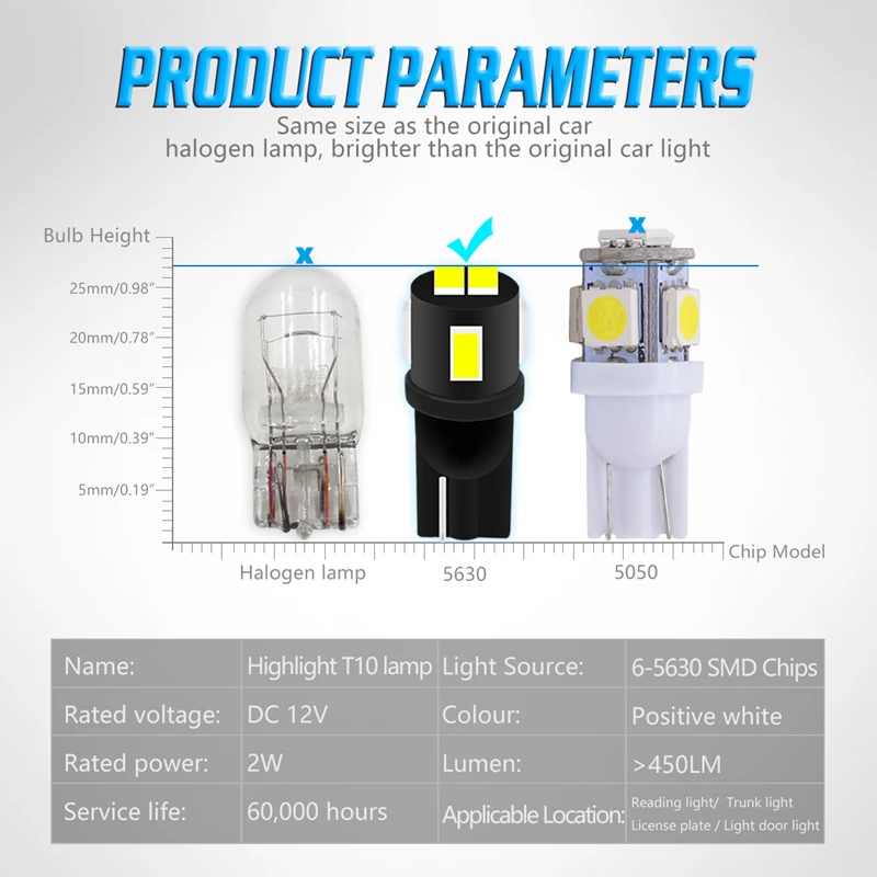 Katur-밝은 뜨거운 판매 T10 W5W 168 Led 6 5730 5630 6Smd 6Led SMD 자동 자동차 LED 테일 신호등 램프 전구 화이트 DC 12V, 4 개