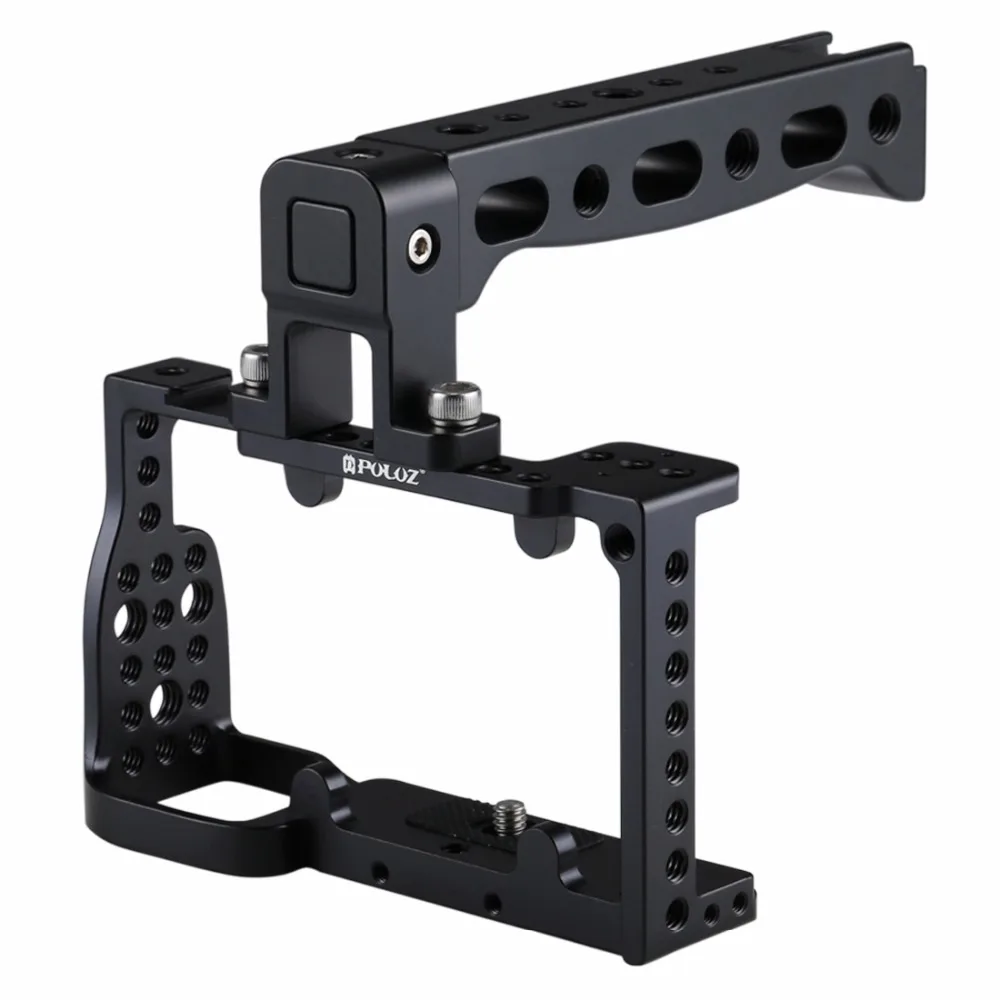 

PULUZ Camera Cage Handle Stabilizer Neewer Aluminum Corrosion Resistant and Durable Camera Cage for Sony A6300 / A6000 (Black)