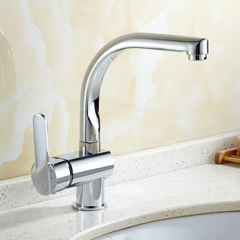 DONYUMMYJO Basin Faucet Bathroom Water Tap Solid Brass Chrome Finish 360 Degree Rotation Single Handle Water Mixer Tap