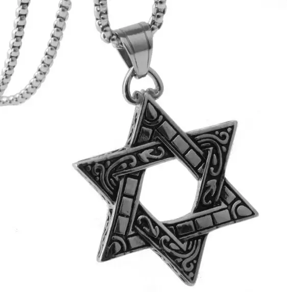 GNAYY Jewelry Necklace Chain Stainless steel Jewish star of David Pendant For Mens Gifts 3mm 24 inch box chain
