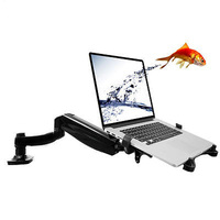 Loctek D5F Desktop Full Motion Gas Spring Dual Use 10-15.6 inch Laptop Mount Holder + 10-27 inch Monitor Holder Arm Bracket