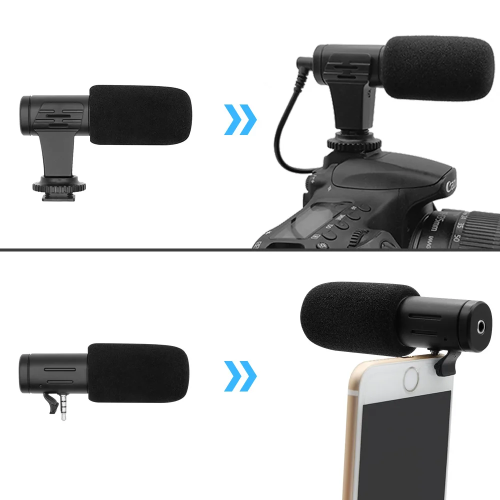 Mobile Phone Camera Microphone Mini Camera Cordless Mic Microfone for Studio and Home