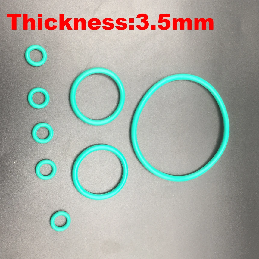 

7pcs 51x3.5 51*3.5 52x3.5 52*3.5 53x3.5 53*3.5 OD*Thickness 3.5mm Green Fluoro FKM Fluorine Rubber O-Ring Oil Seal O Ring Gasket