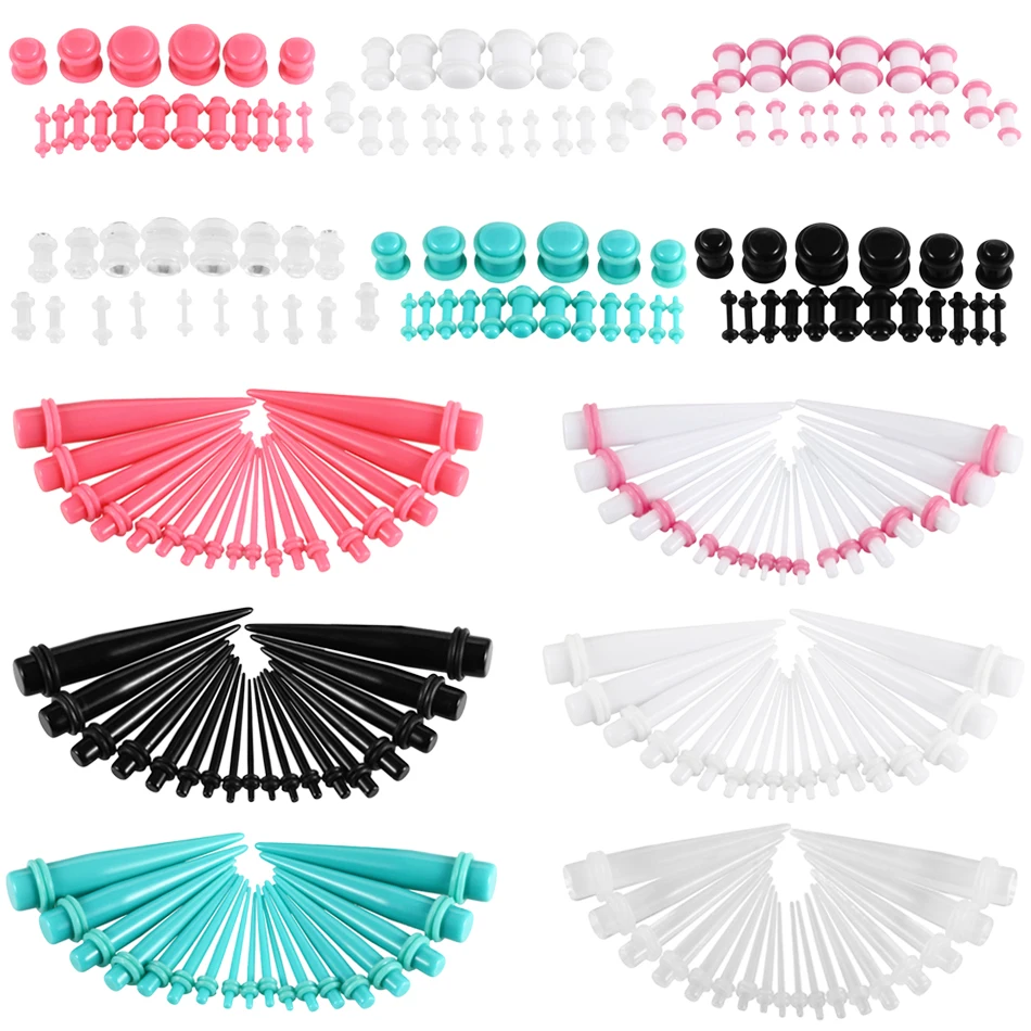 36pcs/lot Hot Acrylic Mixed Sizes Ear Gauges Taper and Plug Stretching Kits Flesh Tunnel Expansion Body Piercing Jewelry 14G-00G