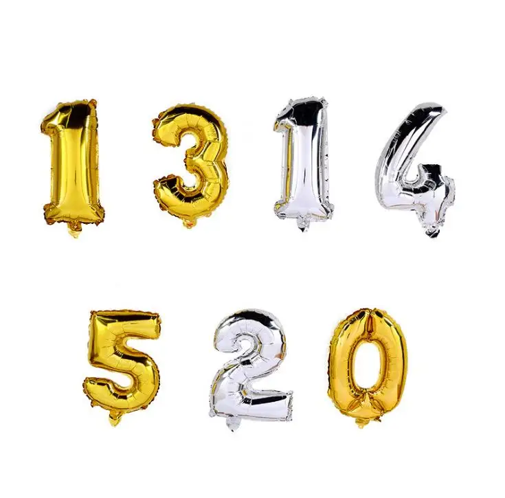 100pcs/lot 40 inch 0-9 gold/silver foil number balloons birthday wedding party decoration helium inflatable balloon SN1143