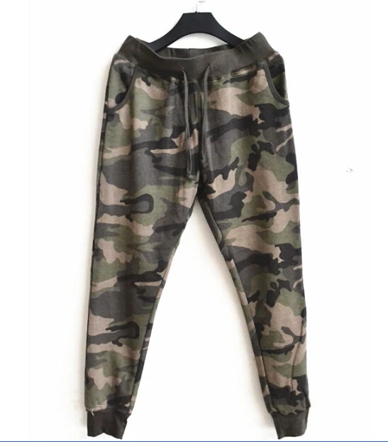 

High Quality Women 'S Casual Loose 100 %Cotton Elastic Waist Camouflage Harem Pants Pants Army Green Sweatpants