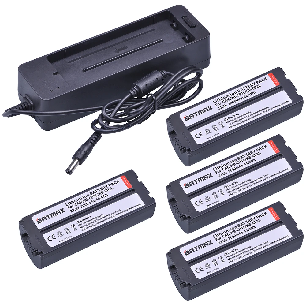 Batmax 4pcs NB-CP2L NB CP1L Battery+Charger for Canon SELPHY CP800,CP900,CP910,CP1200,CP100,CP1200,CP1300,CP1500 Photo Printers