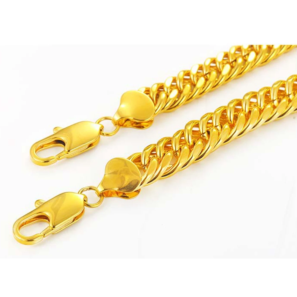 Mens Necklace Solid Chain Tight  Yellow Gold Filled Chunky Chain Link  60cm Long