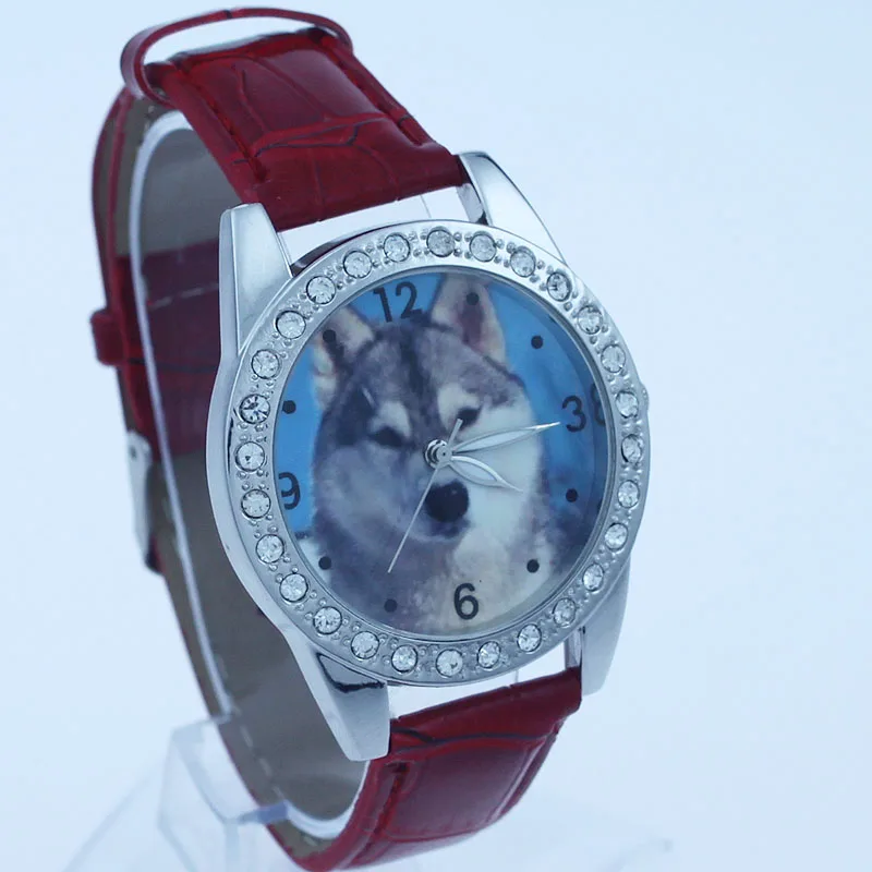 인기 여자 아이 어린이 시계, 라인석 꽃 가죽 스트랩 손목 시계, 학생 만화 쿼츠 시계, 여성 시계