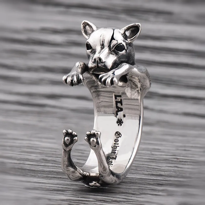 

French Bulldog rings for man and women Stainless steel Hip-hop fashion jewelry
