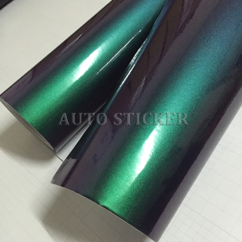 1.52*20M Glossy Chameleon Green Purple Pearl Glitter Vinyl Sticker Car Whole Body Wrap Film Gloss Diamond Glitter Vinyl Film