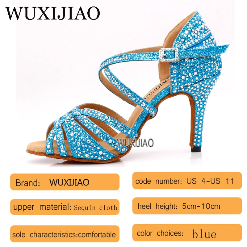 WUXIJIAO Dance shoes girl dance hall Latin dance shoes women\'s shoes salsa shoes  women\'s shoes comfortable soft bottom 5-10CM