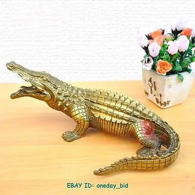 

Tribal Nice brass Brass Alligator Crocodile Statue Figure 9"Long Wide Garden Decoration brass