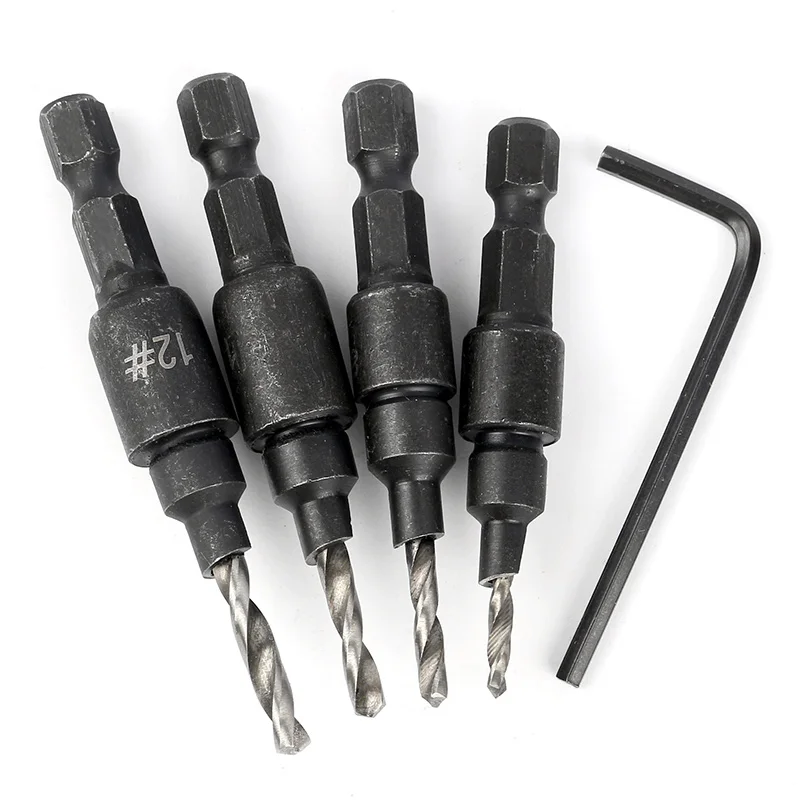 4pcs/set Carpentry Countersink Drill Bit Set Woodworking Tools #6 #10 #13 #16 Wood Drilling