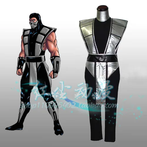 

Scorpion Mortal Kombat 3 slive yellow blue green red 5 colors Outfit Cosplay Costume with gloves and mask 11