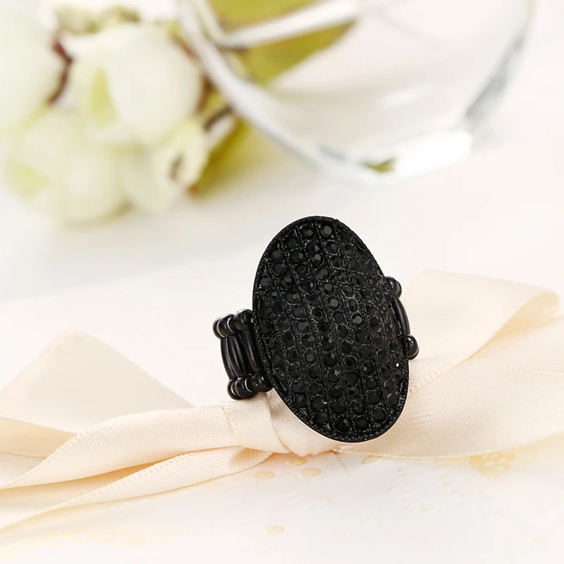 2018 NoEnName_Null\'s Fashionable female atmosphere high nobility pure black toto conical ring is female wedding banquet