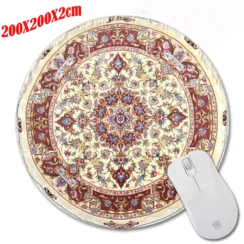 

2017 Hot Sell Print Design Anti-slip New Arrival Carpet style Customized Circular Mouse Pad Computer PC Nice Gaming