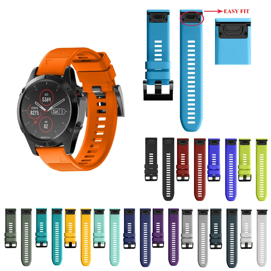 

JKER Silicone 26mm 22mm Quick Release Watchband Wriststrap for Garmin Fenix 5X 5 Plus 3 3HR S60 Watch Easyfit Watch Wrist Band