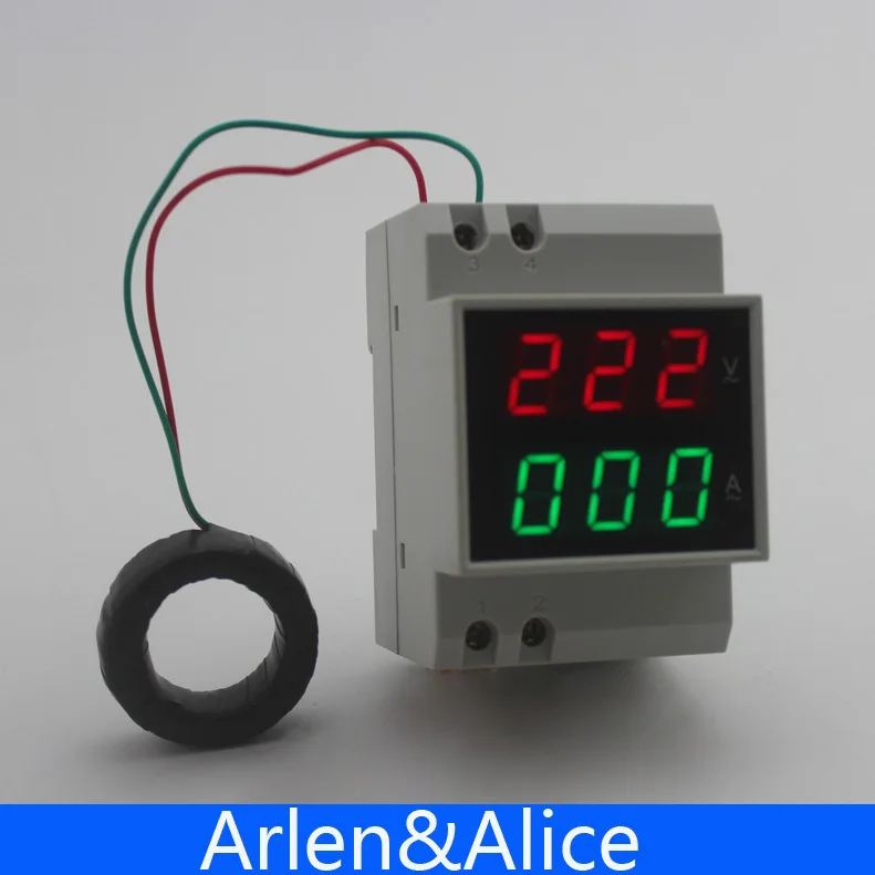 Din rail LED AC 80-300V 200-450V 0-200A display Voltage and current meter with extra CT Current Transformers voltmeter ammeter