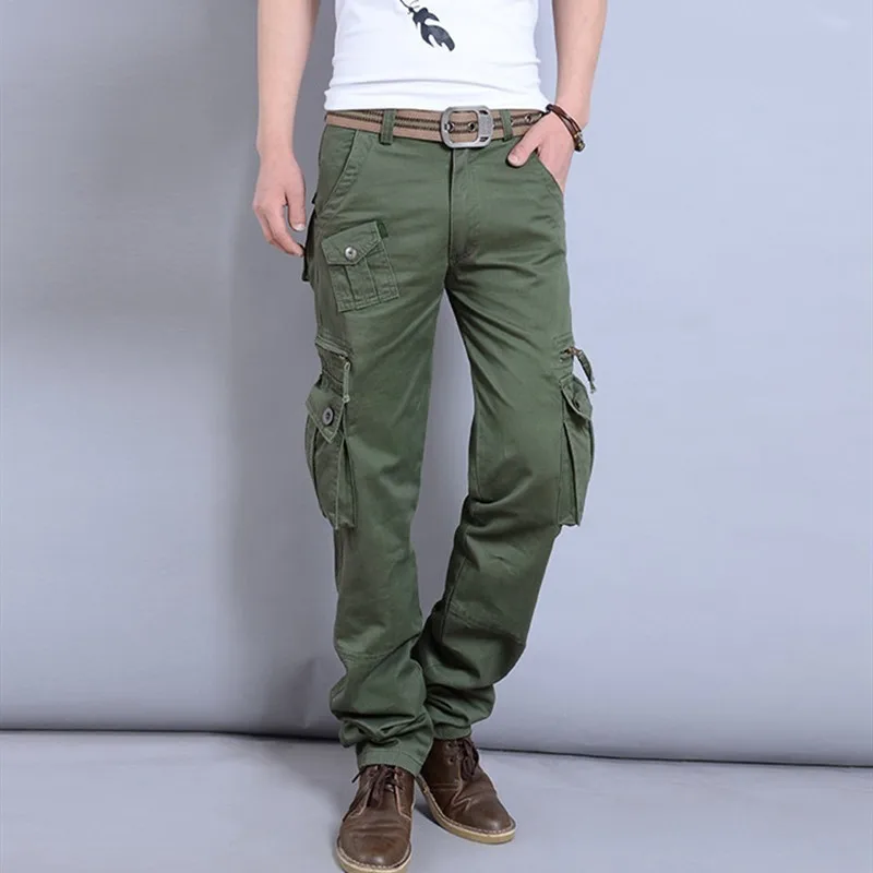 

Outdoor Multi Pocket Hiking Pants Straight Cotton Overalls Trekking Sports Loose Trousers Mens Cargo Pant Large Size