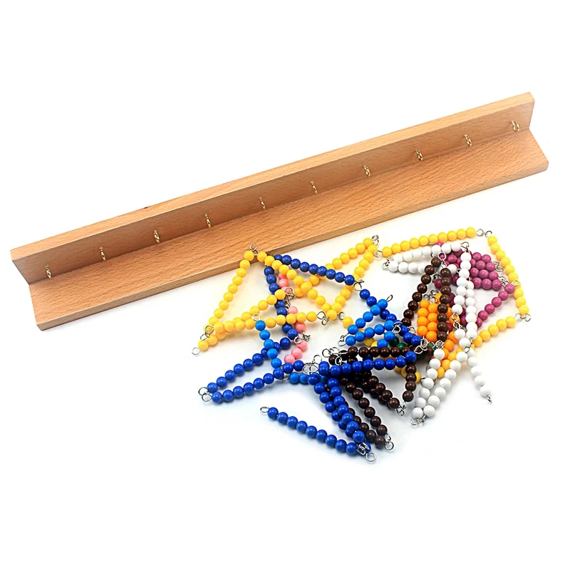 Baby Toys Montessori Colored Beads Chain Math Toys Colorful 1-10 Beads Games Toddler Beech Wood Preschool Training Learning Gift