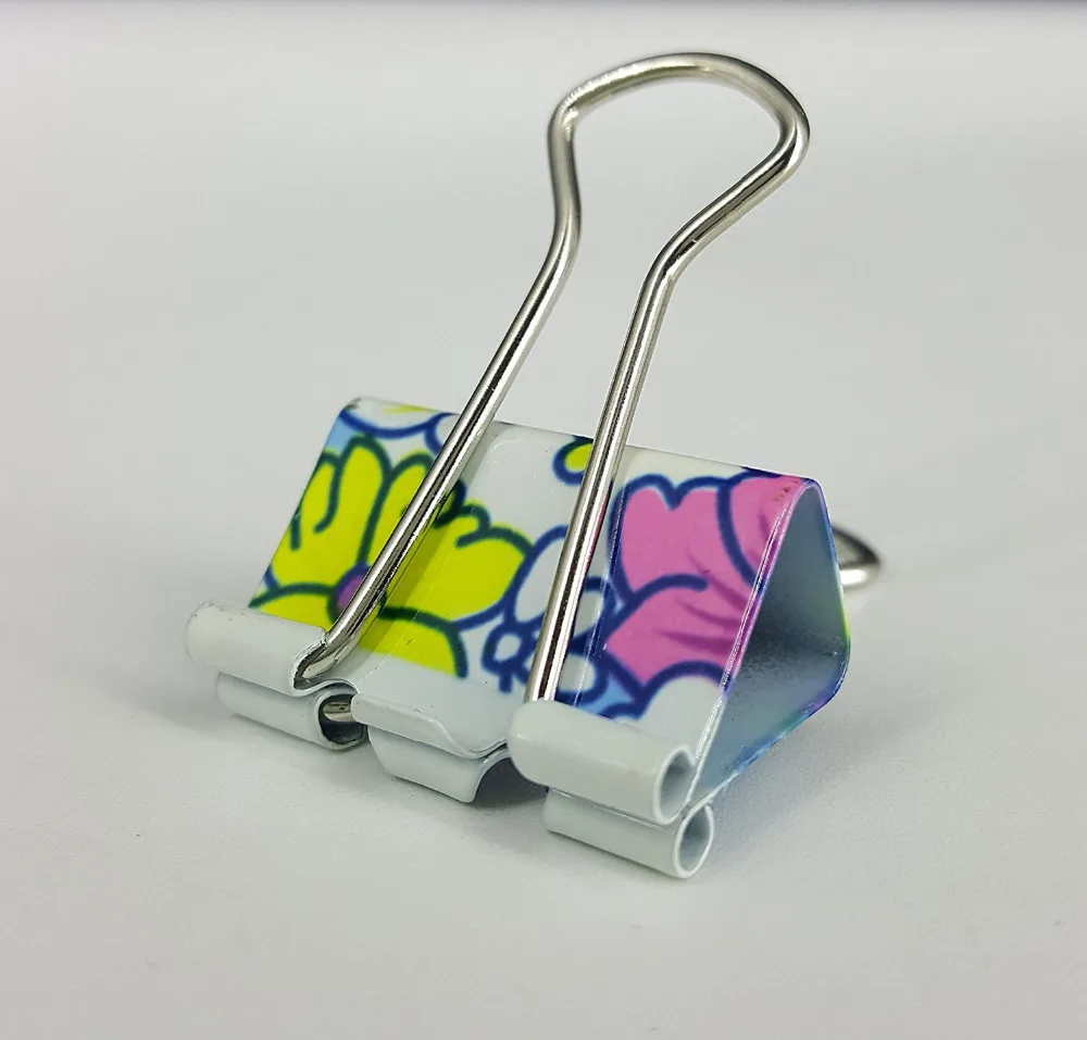 Cute Printing Pattern Metal Binder Clips/Paper Clips/Clamps,25mm(1 Inch),Pack of 24