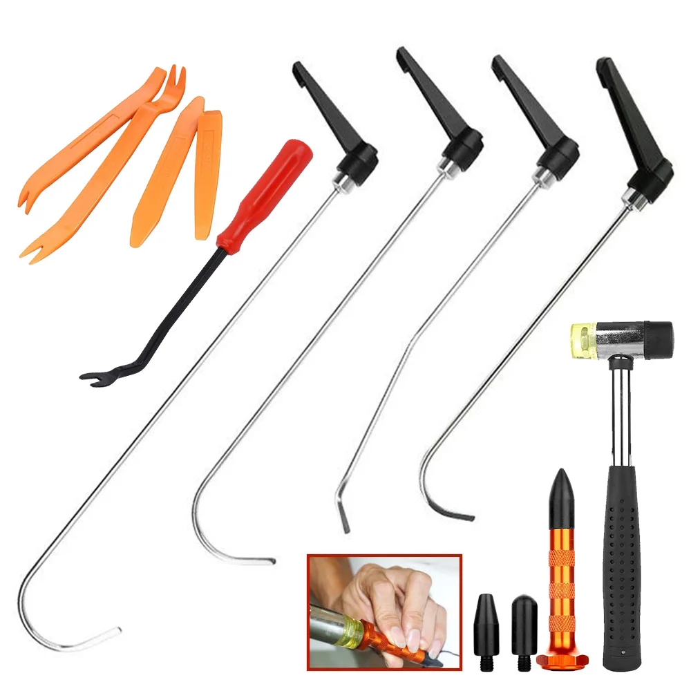 

Rod Tool Set for Car Body Dent Paintless Repair Kit Crowbars Opening Tools Push Hook Hammer Repair Kit Hand Set Tool