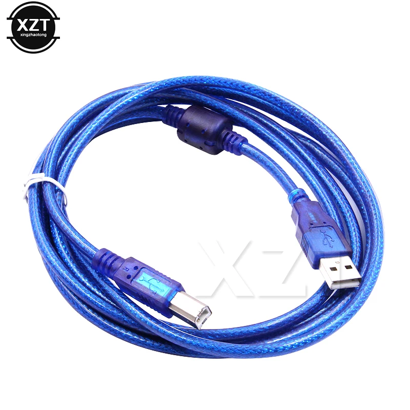 1pc High Quality Transparent Blue Cable USB 2.0 Printer Cable Type A Male to Type B Male Dual Shielding