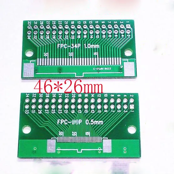 

free shipping 100pcs transfer board FPC 34P FFC TO dip 2.54 Pitch TFT LCD panel 1mm 0.5mm pitch double side