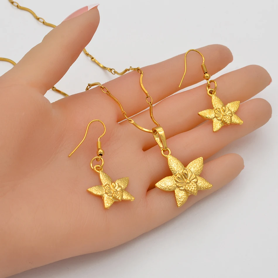 Anniyo Small Star Pendant Necklaces for Women Girls Papua New Guinea Gold Color Jewellery PNG National Itmes #102006