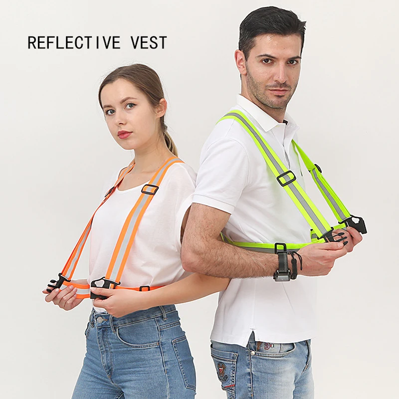 

360 Degrees High Visibility Neon Safety Vest Reflective Belt Safety Vest Fit For Running Cycling Sports Outdoor Traffic Clothes