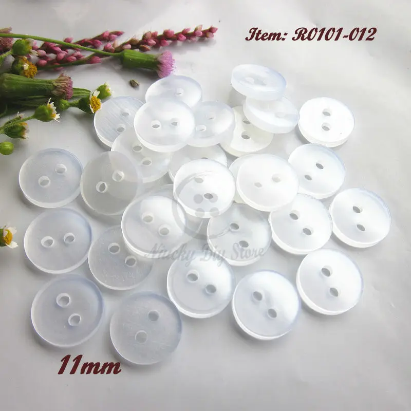 100pcs 11mm 2 holes Bowl White Resin Shirt Buttons Fit Sewing Scrapbooking Cardmaking Craft Flat Round