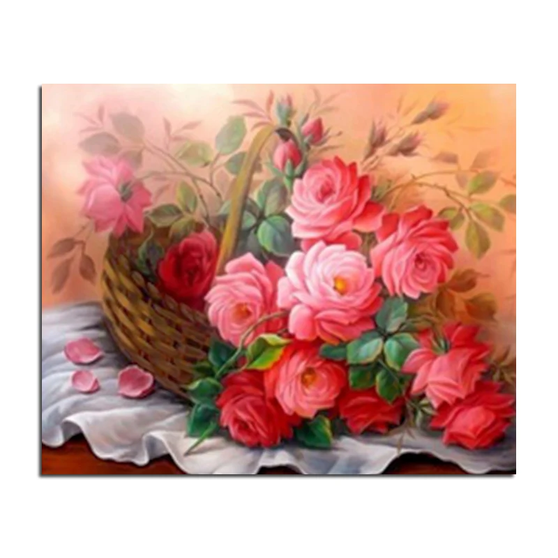 

Flower basket safflower 60x50 cross stitch diy full diamond drawing square supplies embroidered paste Mosaic home decoration