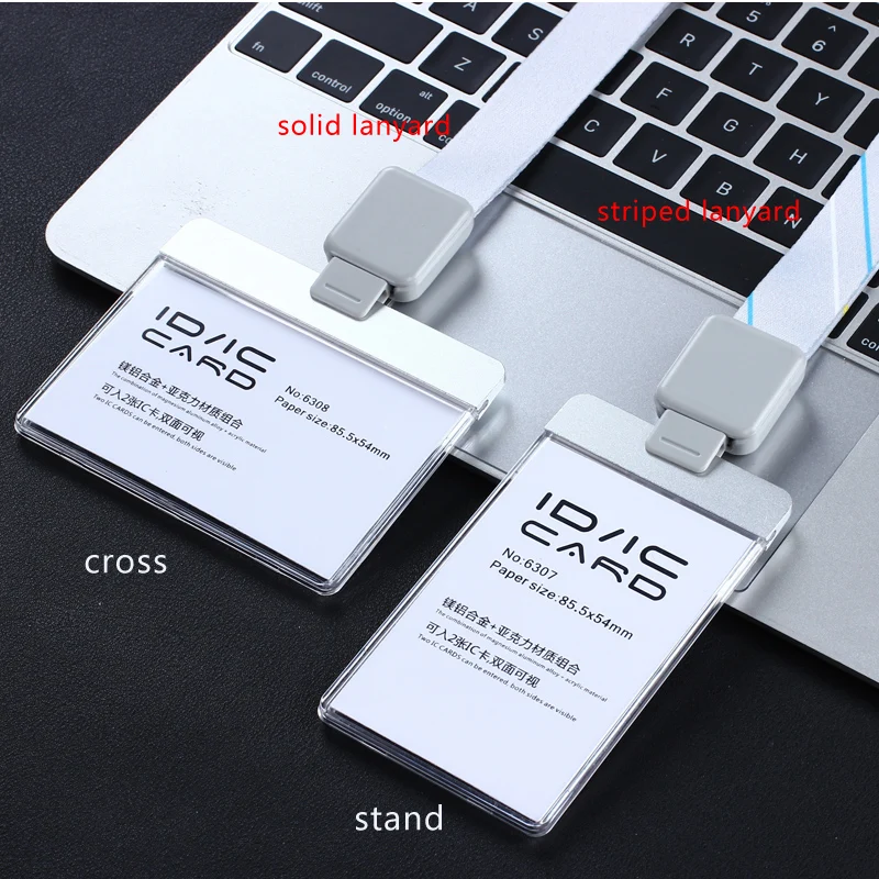 DEZHI-Acrylic Clear Access Card ID IC Card Badge Holder Work Card with Polyester Lanyard, LOGO Custom Neck Rope