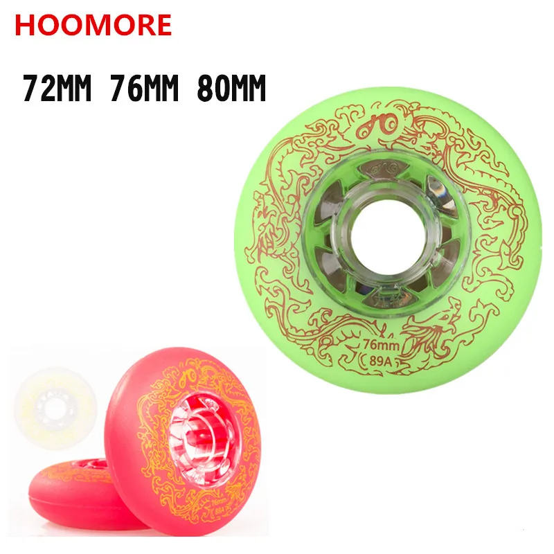 8 pcs/lot 88A 89A Inline Skates Wheel 72mm 76mm 80mm Slide Wheels Green Red White Crystal Durable PU Transparent Hub for SEBA RB