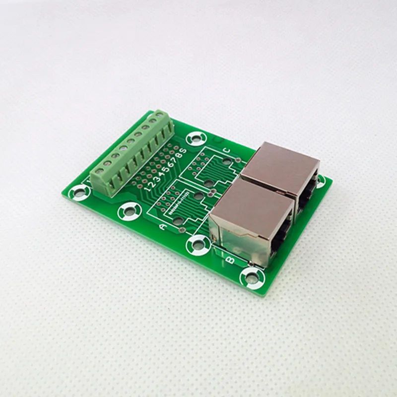 RJ45 8P8C Right Angle Jack2-Way  Buss Breakout Board,Terminal Block, Connector.