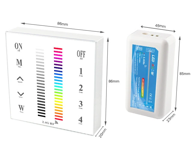 2.4G  Wall-mounted RGB touch panel dimmer touch panel color temperature dimmer DC12V~24V Changing Adjustable Dimmer