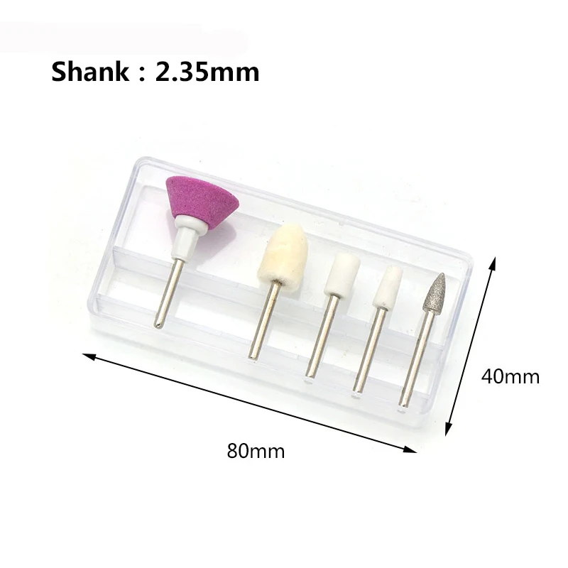 5 pc 2.35mm 생크 그라인딩 헤드 세라믹 울 네일 드릴 비트 전기 드릴 매니큐어 페디큐어 공작 기계 네일 드릴 액세서리