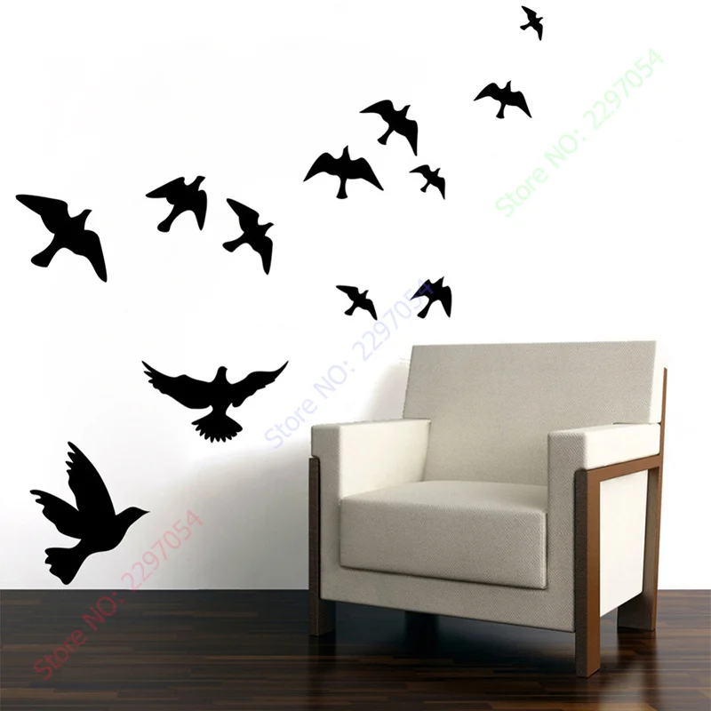 

101 * 111cm Flying Birds Pattern Wall Stickers Waterproof Living Room Decoration Wall Sticker Decors adesivo de parede
