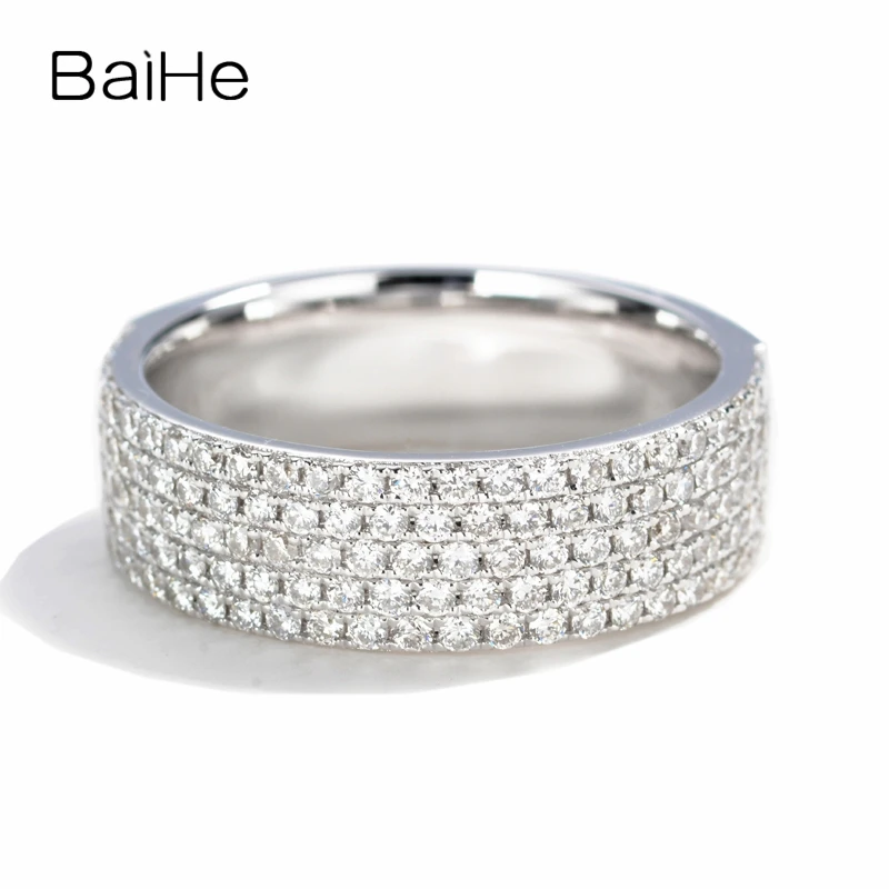 

BAIHE Solid 14K White Gold Luxury Super Flash 0.90ct H/SI Natural Diamond Ring Women Men Fine Jewelry Making Anillo diamantes